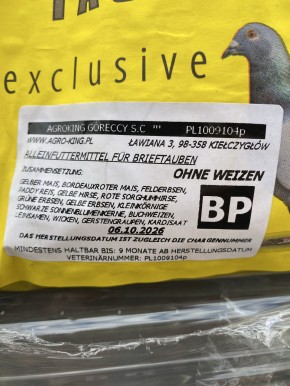 Agroking Taubenfutter BP ohne Weizen 40x25kg frei Haus!